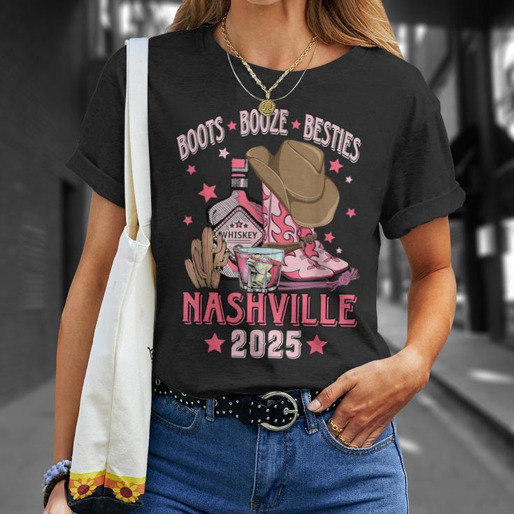 Boots Booze & Besties Nashville 2025 Girls Trip Drinking T-Shirt Gifts for Her