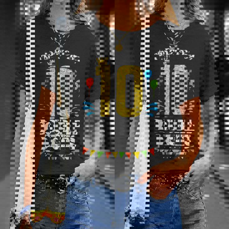 This Boy Is Now 10 Double Digits Crown 10Th Birthday Fiesta T-Shirt Gifts for Her