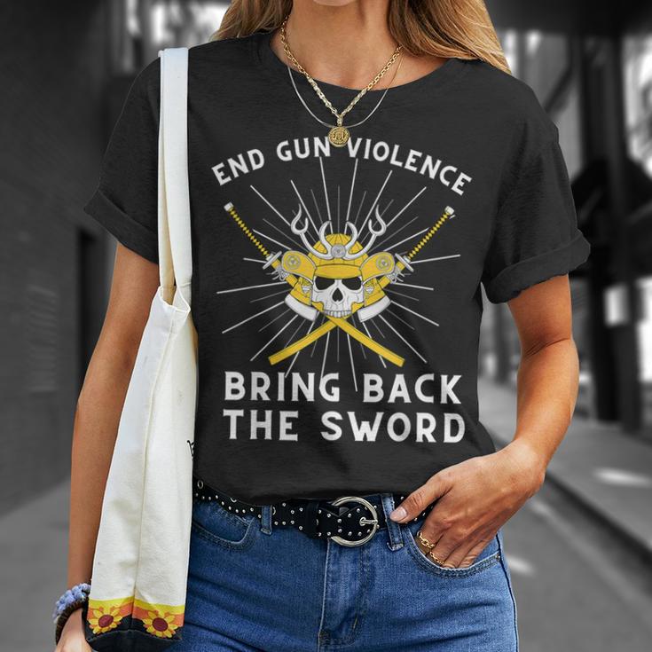 Bring Back The Sword End Gun Violence Samurai Sword T-Shirt - Monsterry