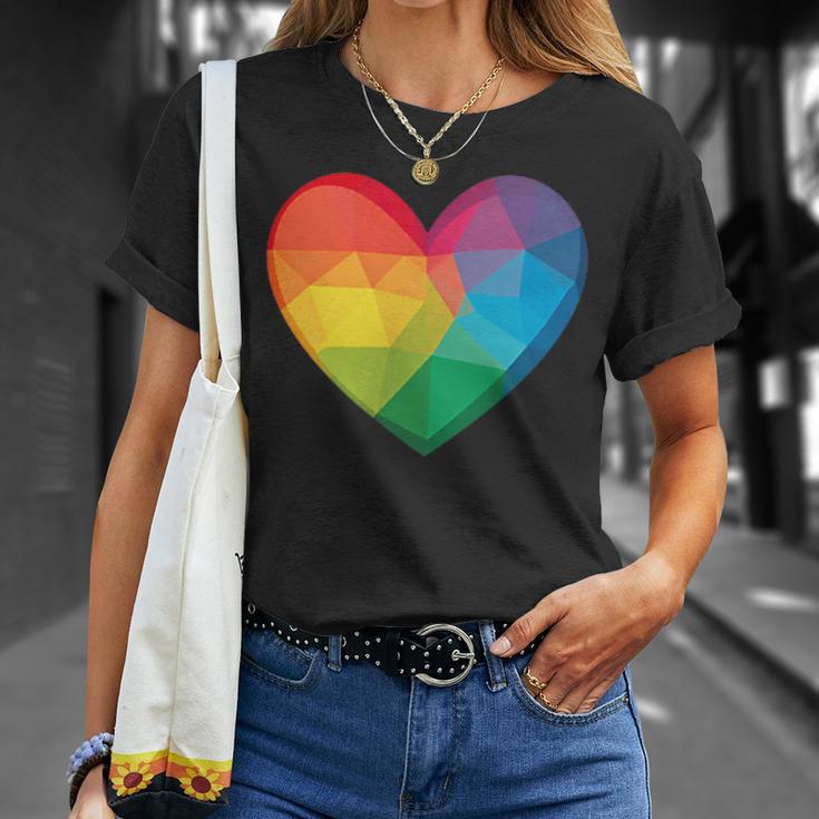 Buntes Herz Regenbogen T-Shirt Geschenke für Sie