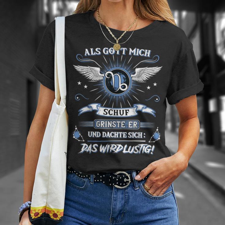 Capricorn Als Gott Mich Schuf Grinste Er Zodiac Sign T-Shirt Geschenke für Sie