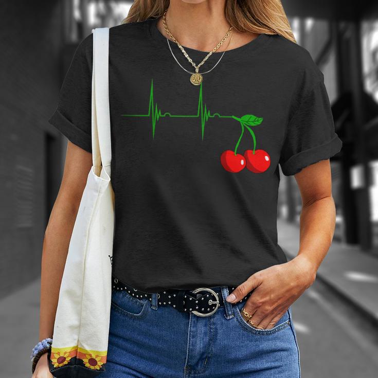 Cherry Heartbeat Cherries Fruits Ecg Pulse T-Shirt Geschenke für Sie