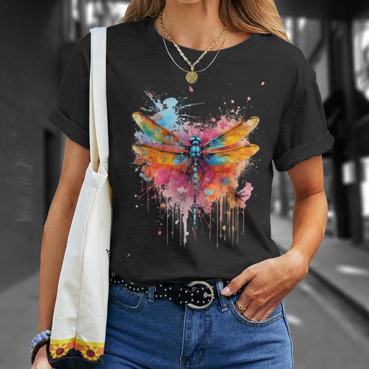 Colourful Dragonfly With Spray Effect T-Shirt Geschenke für Sie