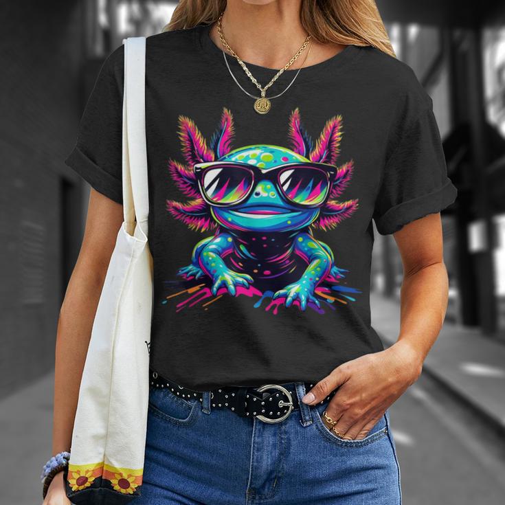 Cool Axolotl With Sunglasses Colourful Motif Axolotl T-Shirt Geschenke für Sie