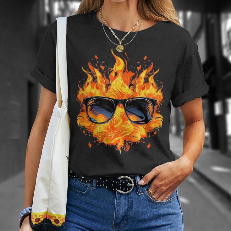 Cool Fire And Flames Glasses T-Shirt Geschenke für Sie