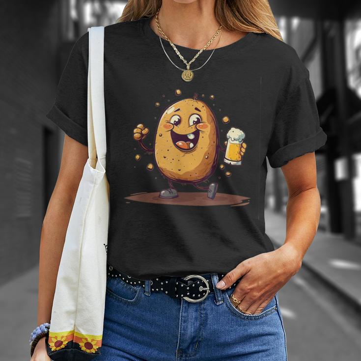 Cool Potato With Beer In Hand Costume T-Shirt Geschenke für Sie