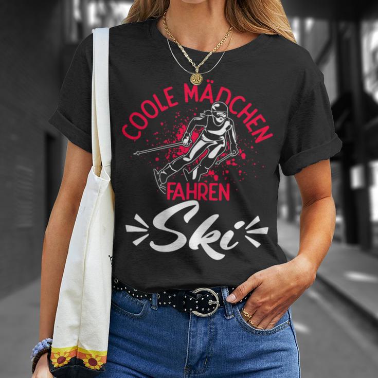 Coole Mädchen Fahren Ski Wintersport Skifahrerin Fan T-Shirt Geschenke für Sie