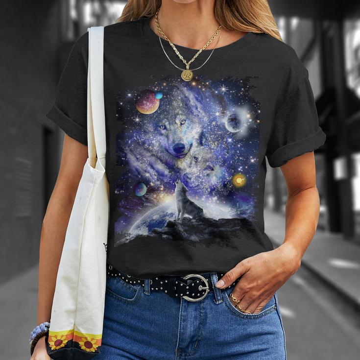 Cosmic Space Wolf Wolves Family Howling Constellation T-Shirt Geschenke für Sie