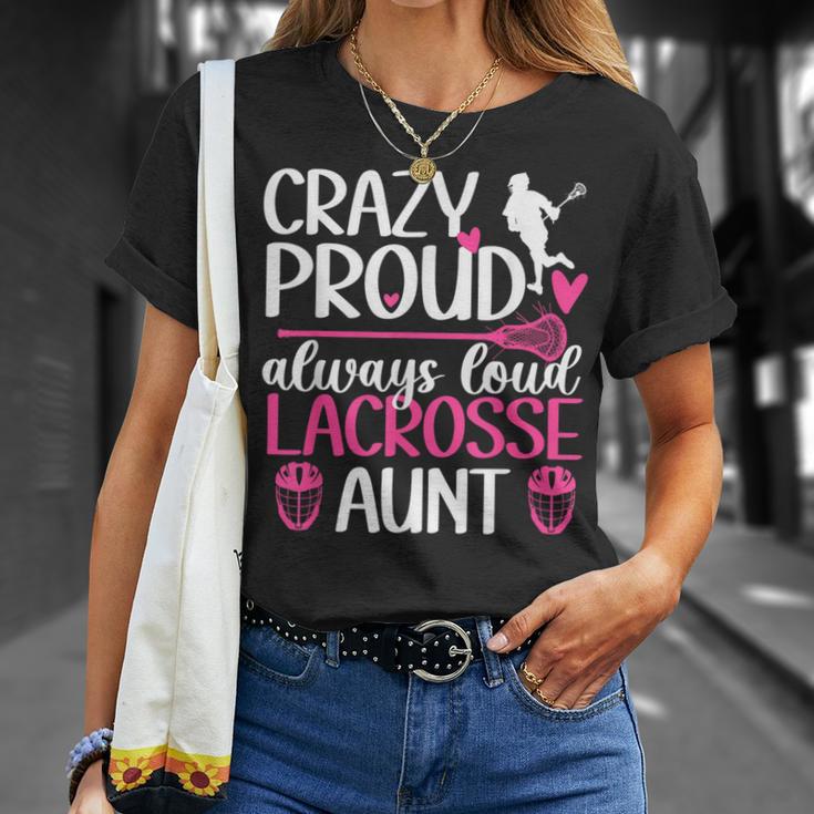 Crazy Proud Lacrosse Aunt Of A Lacrosse Player Auntie T-Shirt Gifts for Her