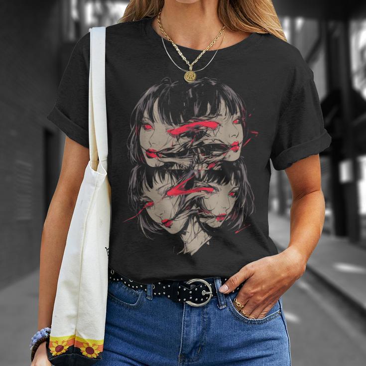 Creepy Horror Anime Manga Girl Japan Japanese Harajuku T-Shirt Geschenke für Sie