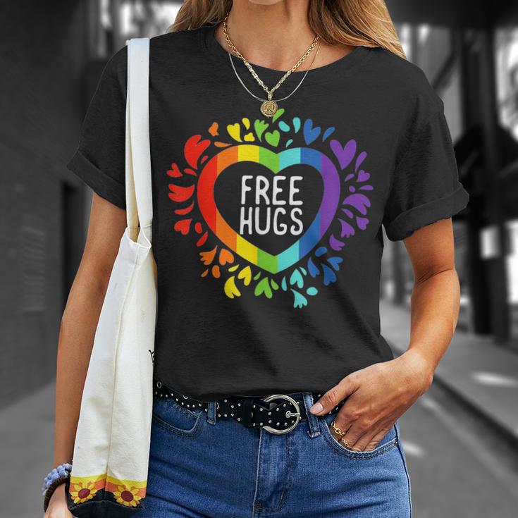 Csd Free Hugs Rainbow Love Lgbt Gay Pride T-Shirt Geschenke für Sie