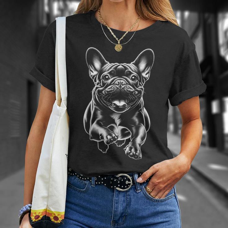 Cute French Bulldog In Run As Cool Portrait T-Shirt Geschenke für Sie