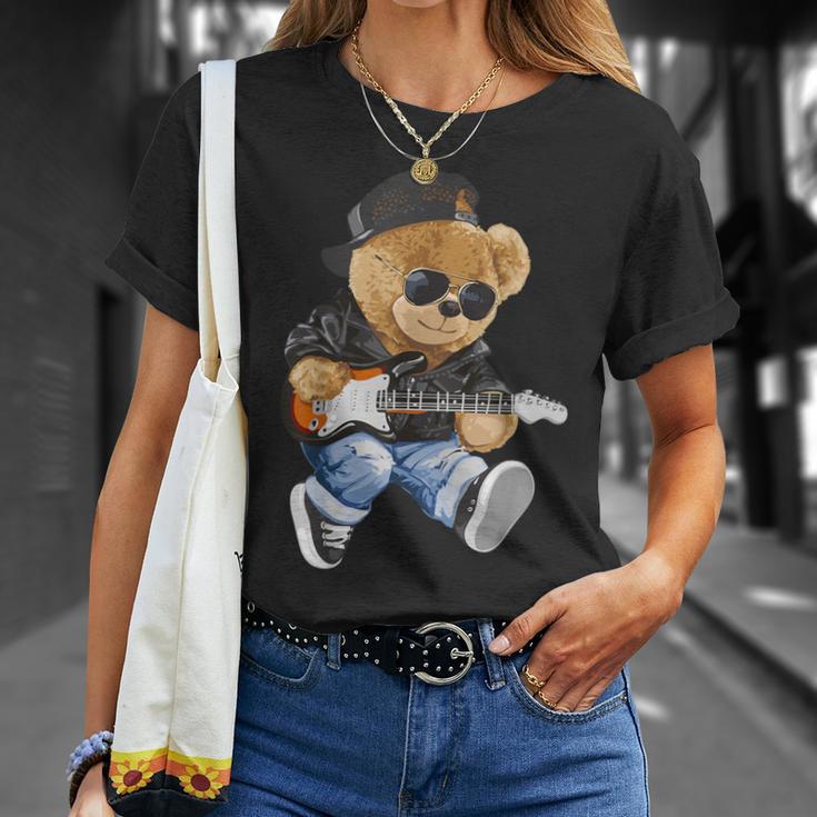 Cute Teddy Bear Playing Electric Guitar T-Shirt Geschenke für Sie