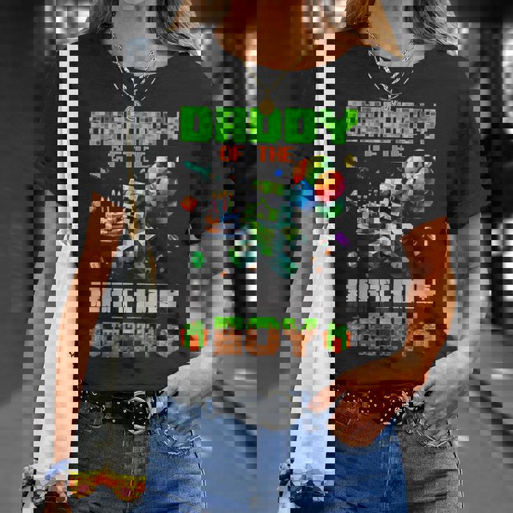 Daddy Of The Birthday Boy Party Video Gamer Pixel Number T-Shirt Gifts for Her