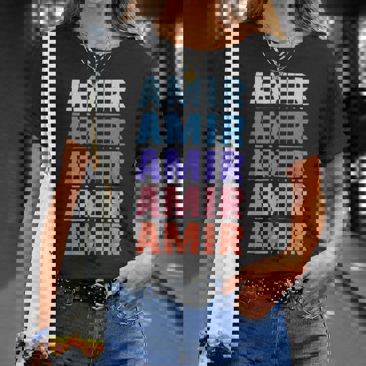 Divertido Regalo Nombre Amir Personalizado Primer Nombre Camiseta unisex Regalos para ella