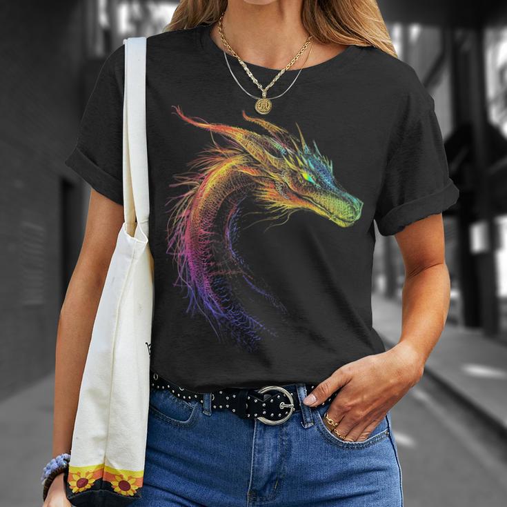 Dragón Dibujo Colorido Animales Obras De Arte Camiseta unisex Regalos para ella