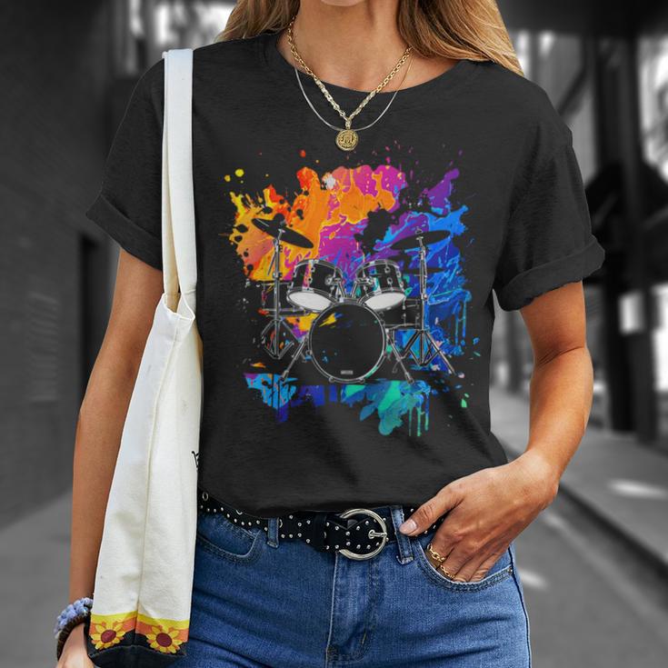 Drum Set Colourful Instrument Band Drums Music Musician T-Shirt Geschenke für Sie