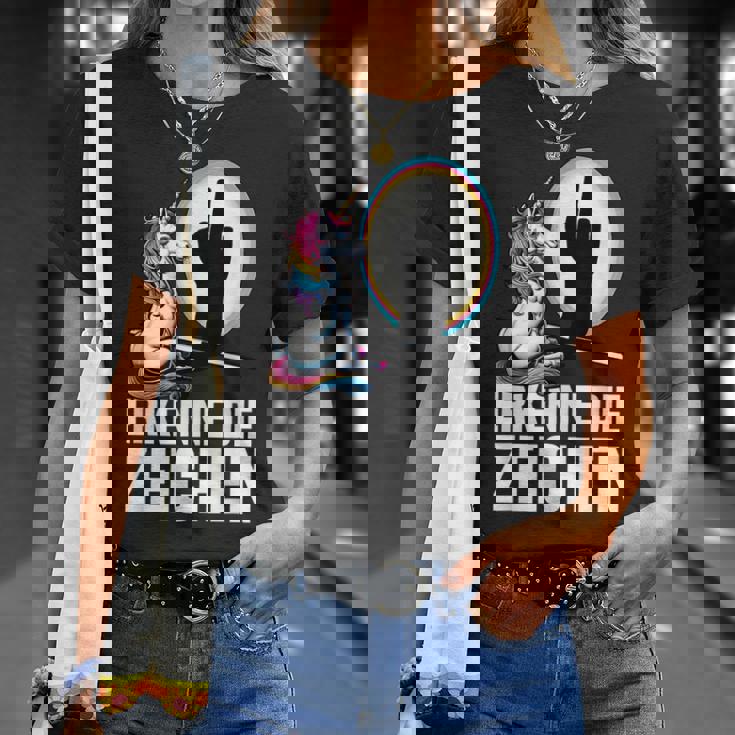 Erkenne Die Zeichen Einhorn Schatten Lustiger Spruch Einhorn T-Shirt Geschenke für Sie