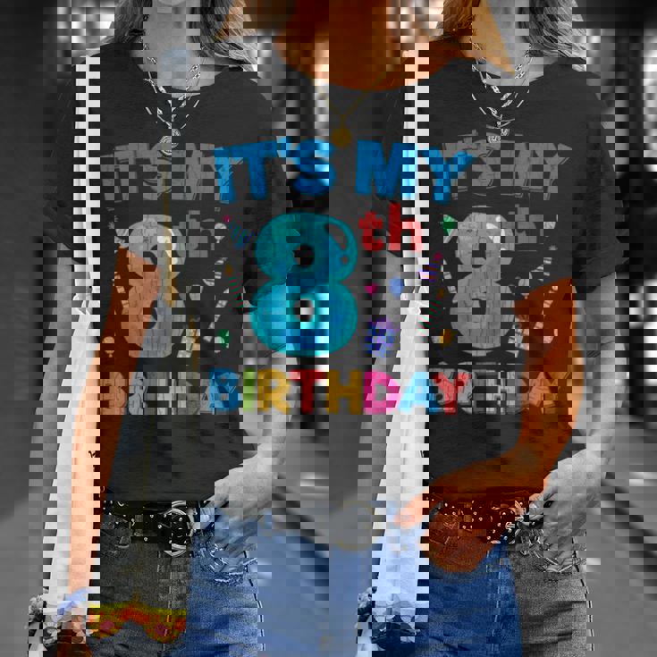 Es Mi 8 Cumpleaños Gracioso Niño Niña Lindo Cumpleaños Gráfico Camiseta unisex Regalos para ella