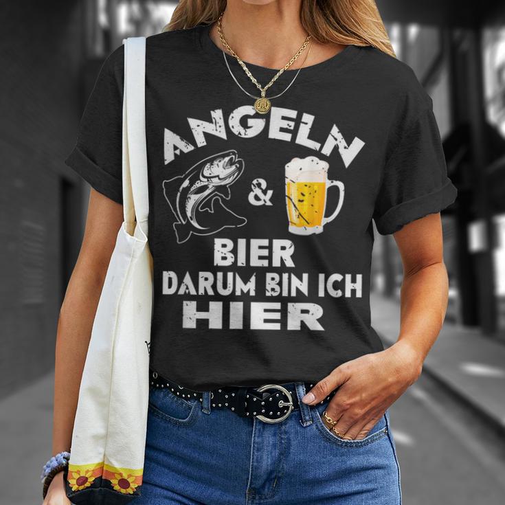 Fisch&Bier Darum Bin Ich Hier Angler T-Shirt Geschenke für Sie