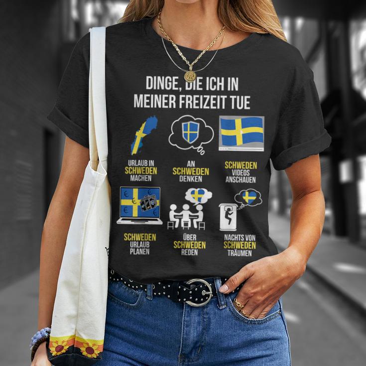 Saying Dinge Die Ich In Der Freizeit Tue Sweden T-Shirt Geschenke für Sie