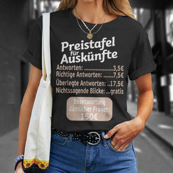 Sayings Cheeky Price Chart For Information Work T-Shirt Geschenke für Sie