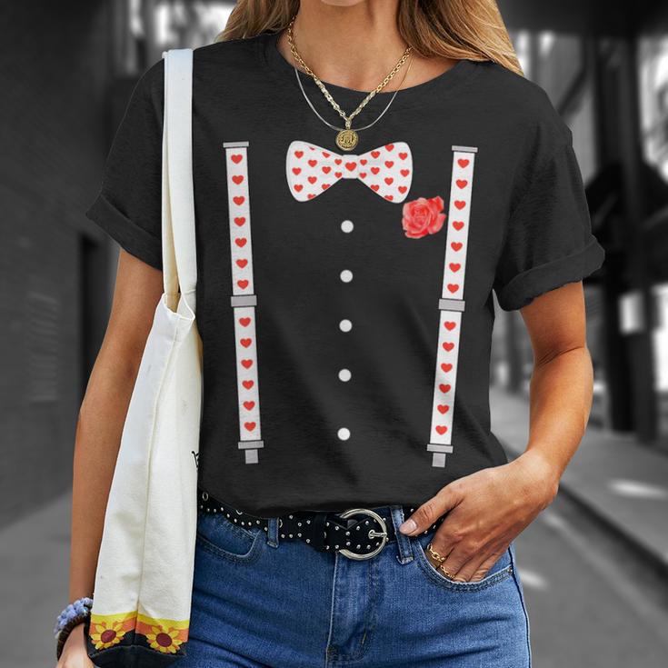 Heart Bow Tie & Bracesalentine's Day Costume Women's T-Shirt Geschenke für Sie