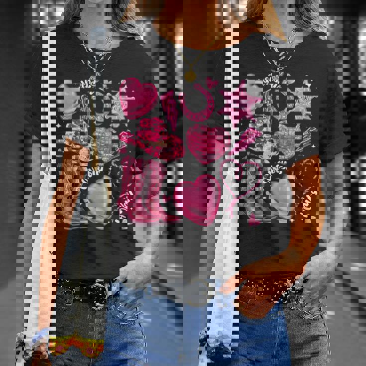 Howdy Valentine Day Western Cowgirl Xoxo Disco Heart Women T-Shirt Gifts for Her