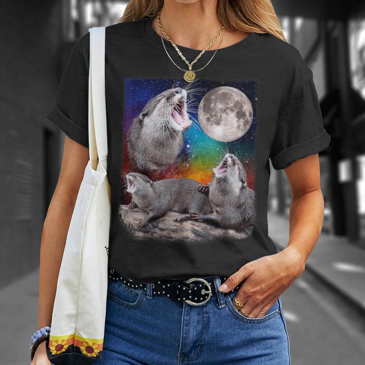 Howling Wolf Otter Moon Galaxy Parody T-Shirt Geschenke für Sie