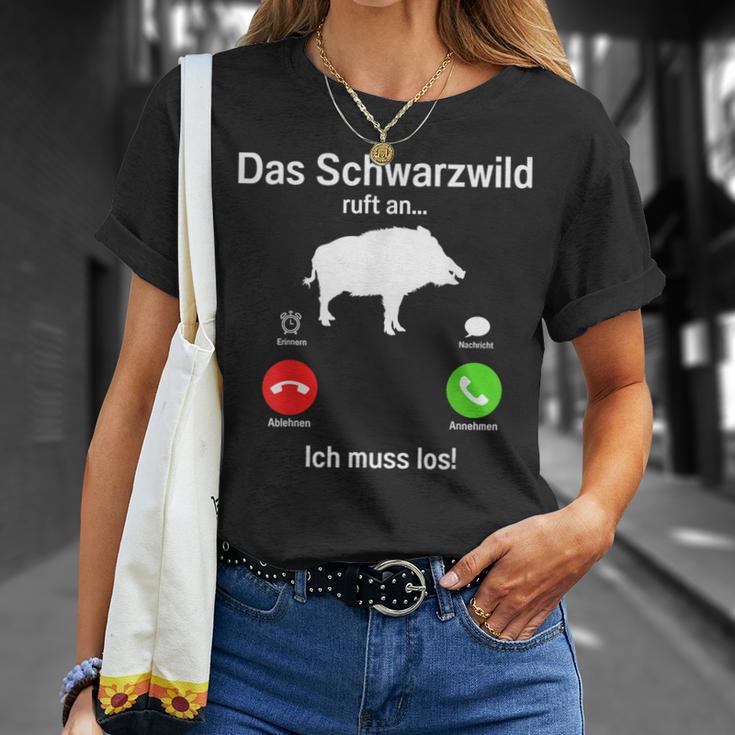 Hunter Wild Boar With Deer And Hunting Ticket Forester T-Shirt Geschenke für Sie