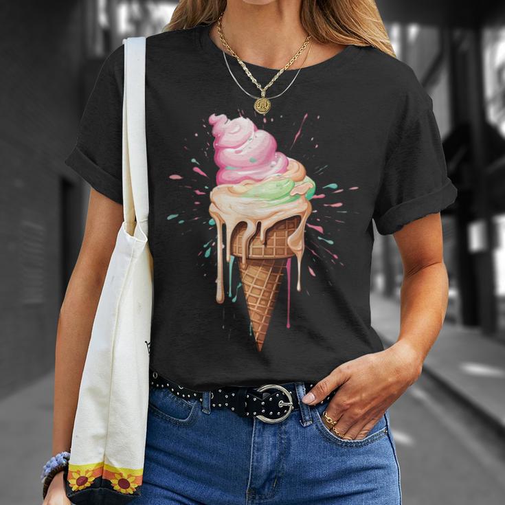 Ice Cream Melting Ice Cream Cone In Pastel Colours T-Shirt Geschenke für Sie