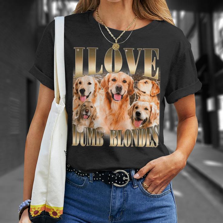 Ich Liebe Dumme Blondinen Lustiger Meme-Hundeliebhaber T-Shirt Geschenke für Sie