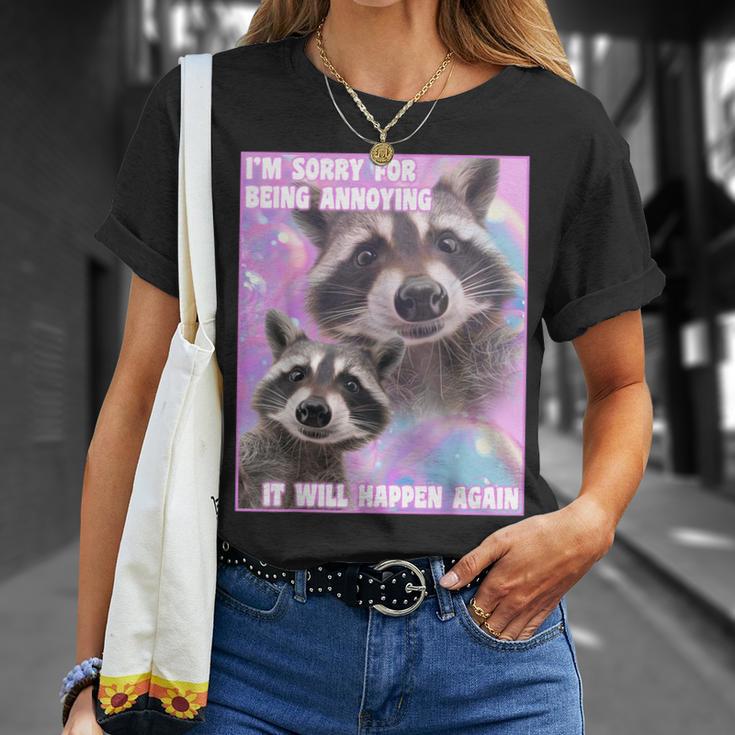 I'm Sorry For Being Annoying Trash Raccoon Meme T-Shirt Geschenke für Sie