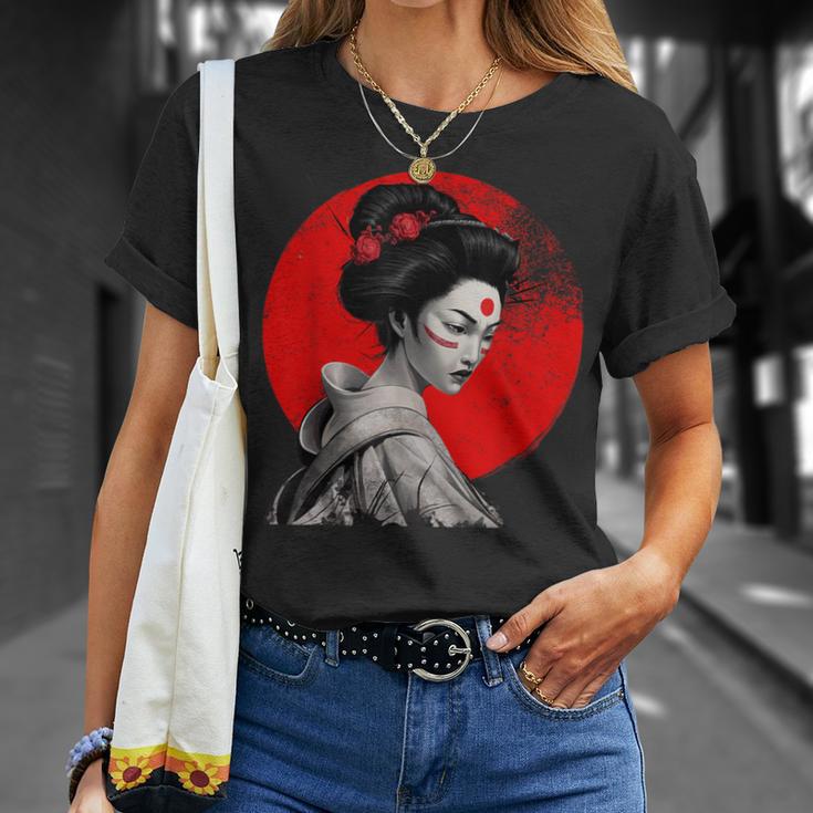 Impresionante Geisha Samurai Pintura Japonesa Tradicional A Camiseta unisex Regalos para ella