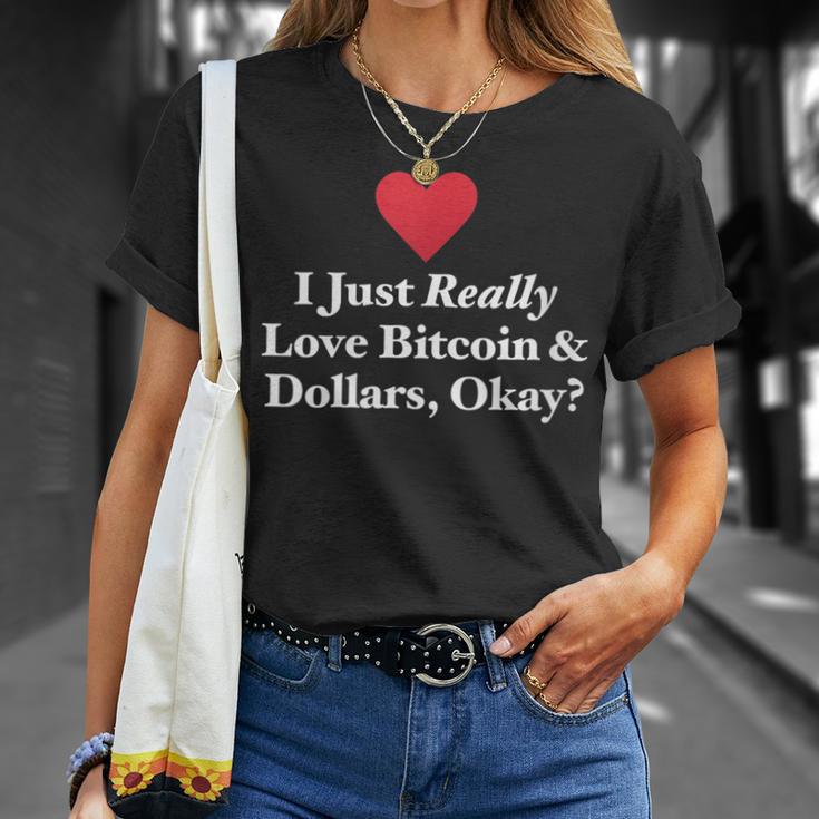 J'aimeraiment Les Bitcoins Et Les Dollars D'accord Trading Amusant T-Shirt Cadeaux pour elle
