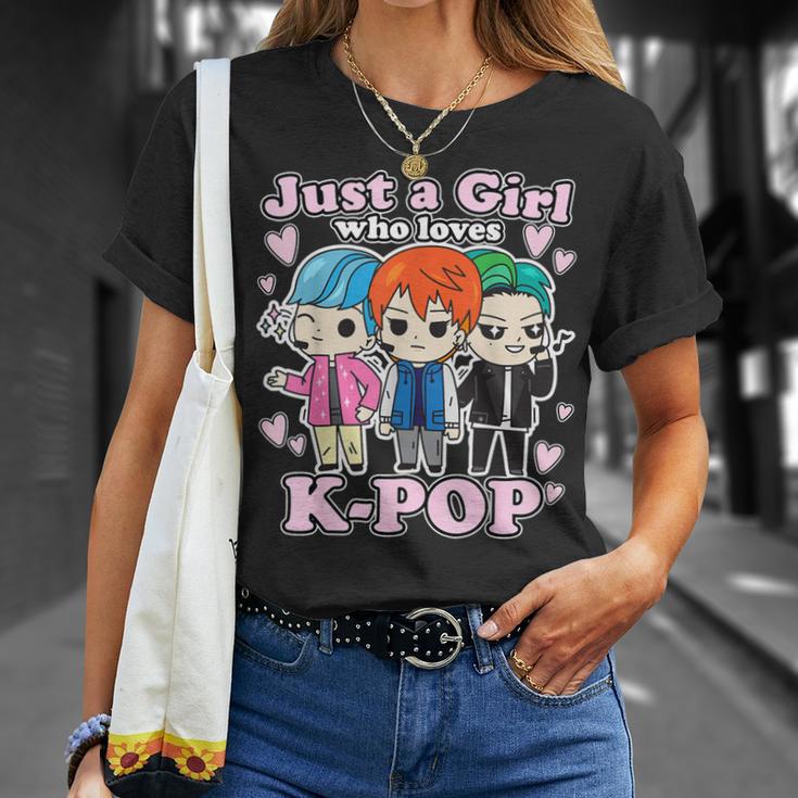 K-Pop Just A Girl Who Loves K-Pop Korean Pop Band T-Shirt Geschenke für Sie