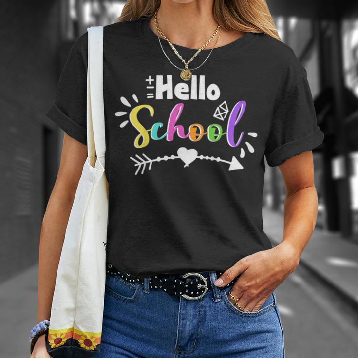 Kids Hello School Heart Arrow Back To School Student Teacher T-Shirt Gifts for Her