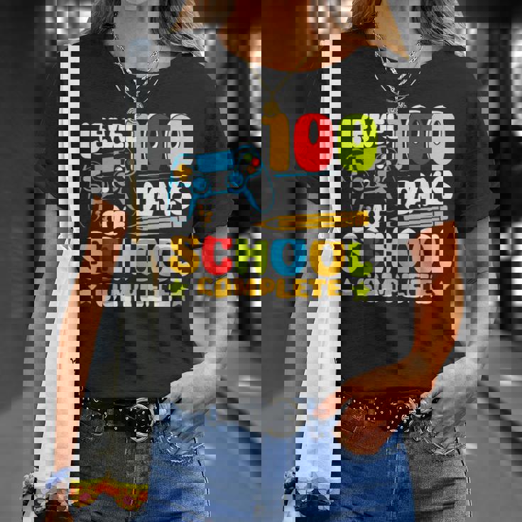 Level 100 Days Of School Completed Gaming Gamer Boy T-Shirt Gifts for Her