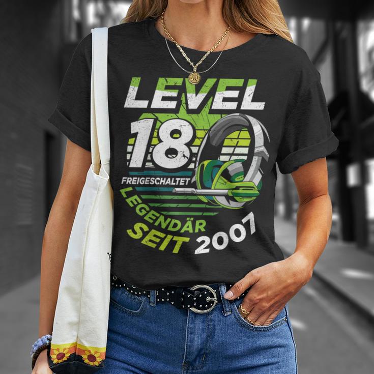 Level 18 Birthday Boy Gamer Man Decoration Age 2007 T-Shirt Geschenke für Sie