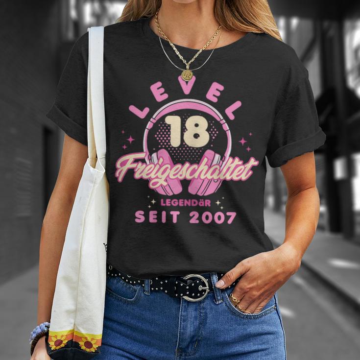 Level 18 Years Girl's Woman Birthday Gamer Girl 2007 T-Shirt Geschenke für Sie