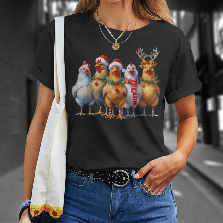 Lumières De Noël Drôles Poules Animaux De La Ferme De Noël T-Shirt Cadeaux pour elle
