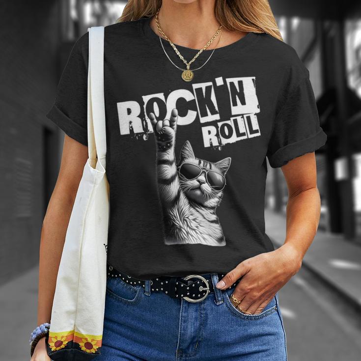 Lustiges Musik Festival Rock Katze Rock N Roll T-Shirt Geschenke für Sie