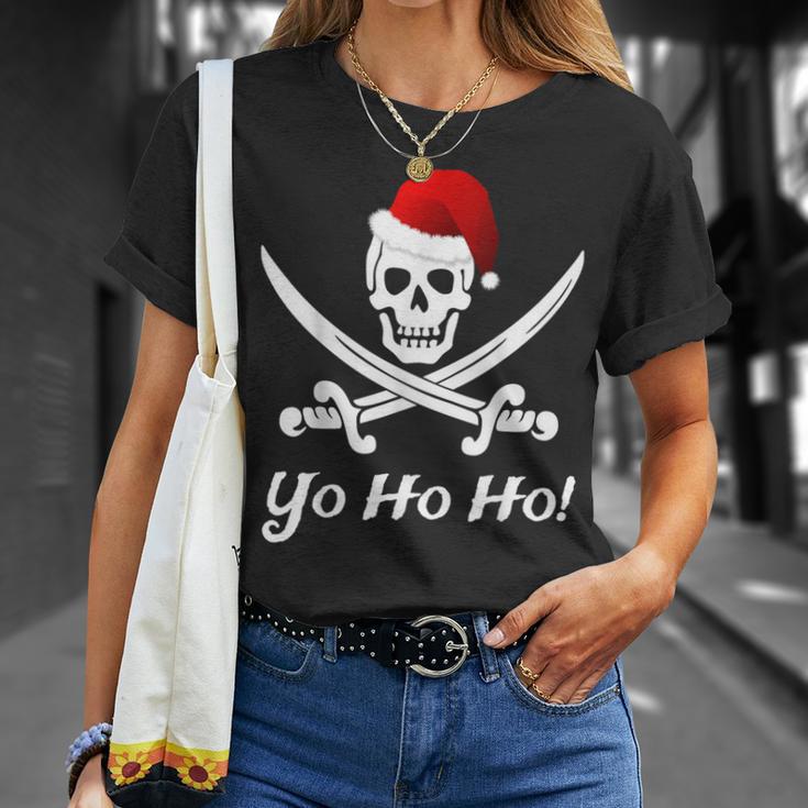 Lustiges Weihnachten Piraten Pirat Weihnachtsmann Hut Yo Ho T-Shirt Geschenke für Sie