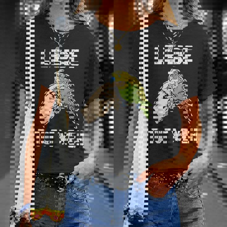 Lustiges Wellensittich Liebe Tut Weh T-Shirt Geschenke für Sie