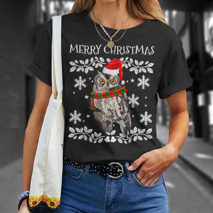 Merry Christmas Ornament Whiskered Screech-Owl Ugly Xmas T-Shirt Gifts for Her