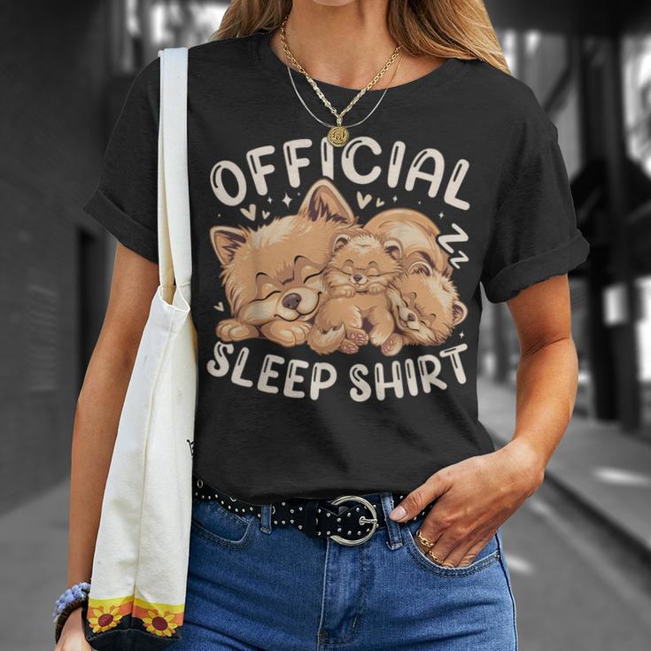 Official Sleep Pomeranian Dog With Puppy T-Shirt Geschenke für Sie