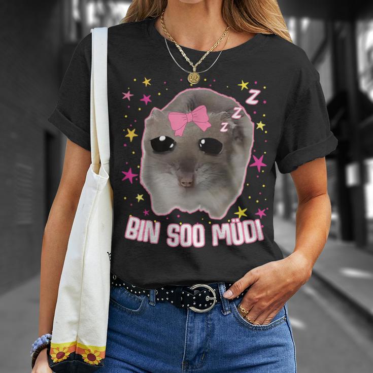 Offizielles Schlaf Sad Hamster Meme Bin So Müdi Schlaf T-Shirt Geschenke für Sie