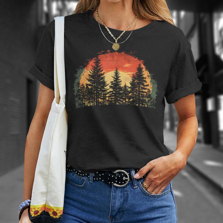 Outdoor Tree Nature Lovers Sunset Retro Forest T-Shirt Geschenke für Sie