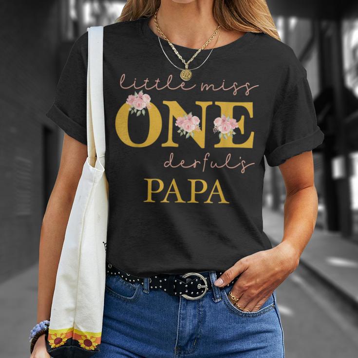 Papa Little Miss Onederful Birthday Party 1 Year Old Girl T-Shirt Geschenke für Sie