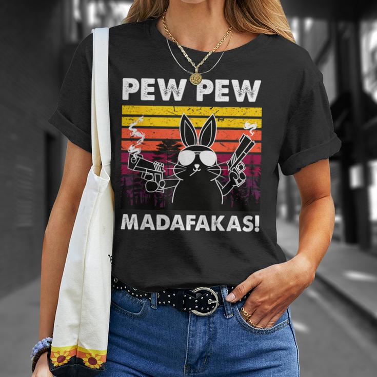 Pew Pew Madafakas Women'sintage Rabbit Crazy Rabbit T-Shirt Geschenke für Sie